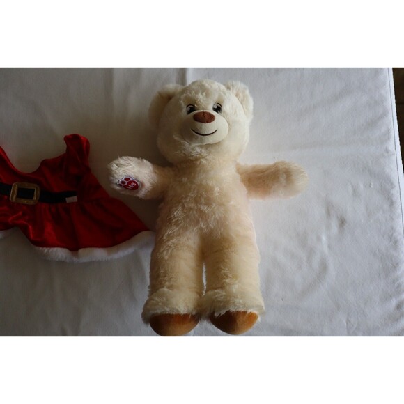 Build A Bear Workshop 15" Teddy Bear Plush Off-White Brown Red Santa Dress - Picture 13 of 14